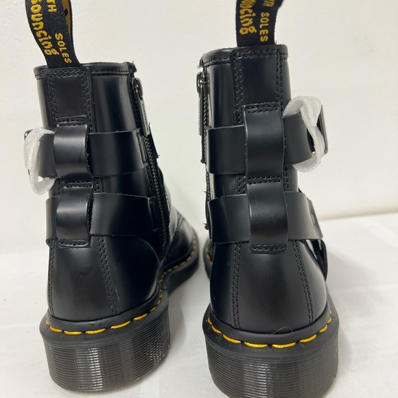 Dr. Martens Boots Mens 6 Women’s 7 Black Leather Christofor Strapy Buckle New - Picture 4 of 10